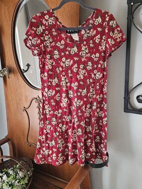 All That Jazz Red Floral Scoop Neck Dress